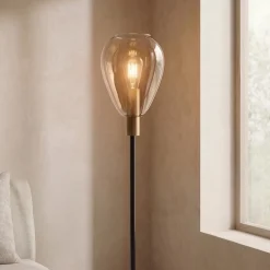 Vloerlamp Anita 1-Lichts Amber Glas - Giga Meubel