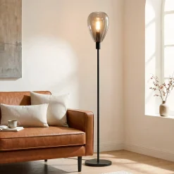 Vloerlamp Anita 1-Lichts Smoke Glas - Giga Meubel