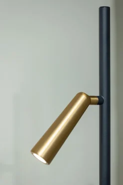 Vloerlamp Barry 2-Lichts Zwart/Messing - Giga Meubel