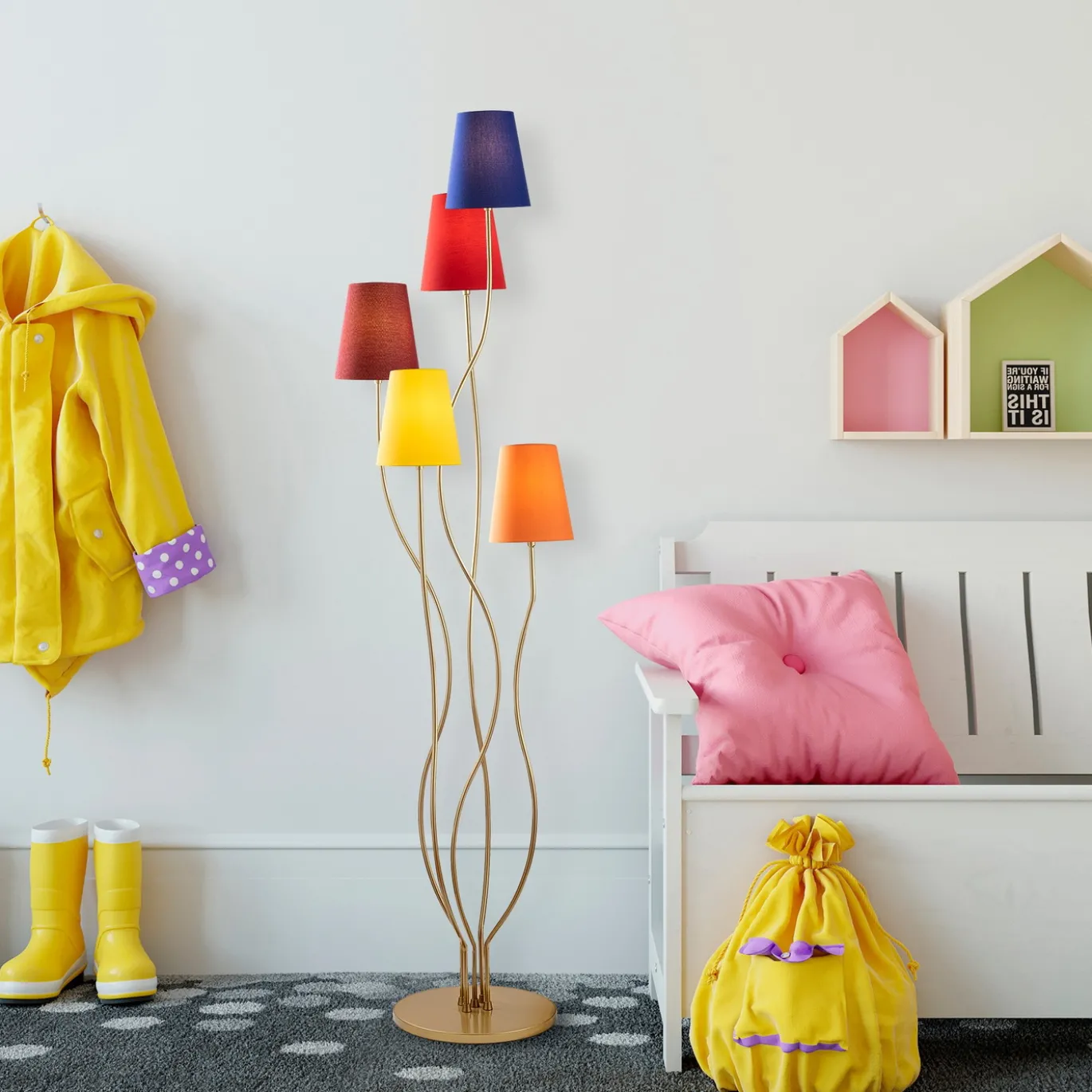 Vloerlamp Bonibon Regenboog/Goud