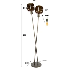 Vloerlamp Bronza 2-Lichts Bruin - Giga Meubel