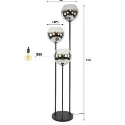 Vloerlamp Bubble Shaded 3-lichts Artic Zwart - Giga Meubel