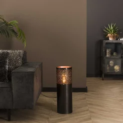 Vloerlamp Cilinder Ø20x60cm Zwart Nikkel