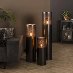 Vloerlamp Cilinder Ø20x60cm Zwart Nikkel