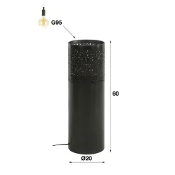 Vloerlamp Cilinder Ø20x60cm Zwart Nikkel