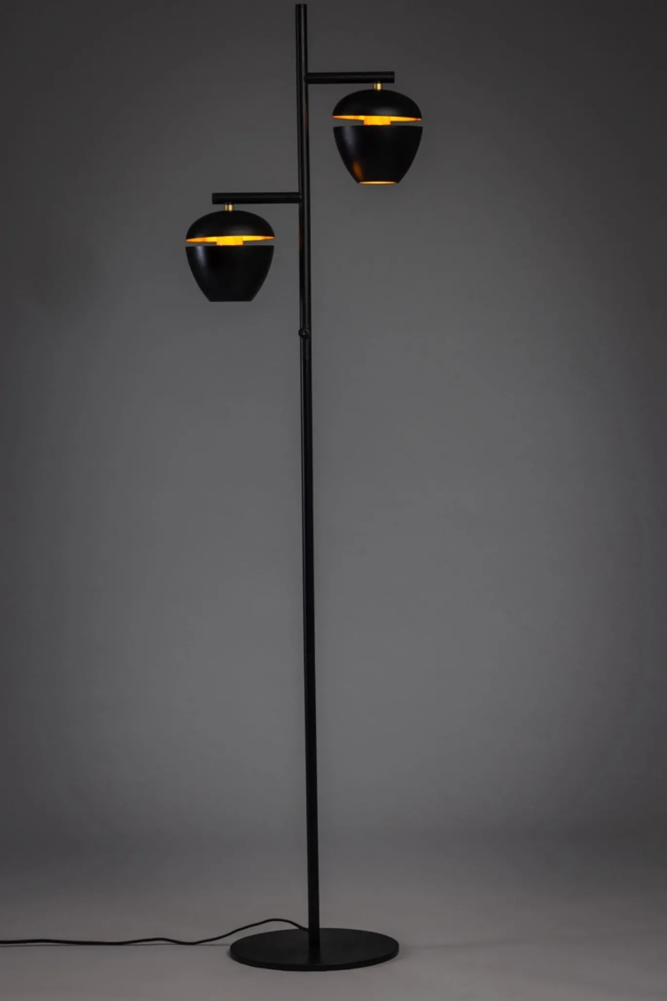 Vloerlamp Claire 2-Lichts Zwart/Messing - Giga Meubel