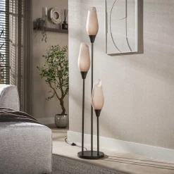 Vloerlamp Cocoon 3-lichts Sienna Bruin-frosted - Giga Meubel