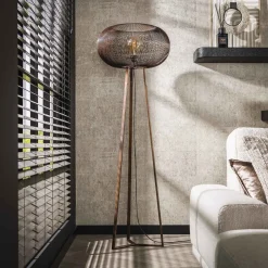 Vloerlamp Copper Twist Driepoot Zwart - Giga Meubel