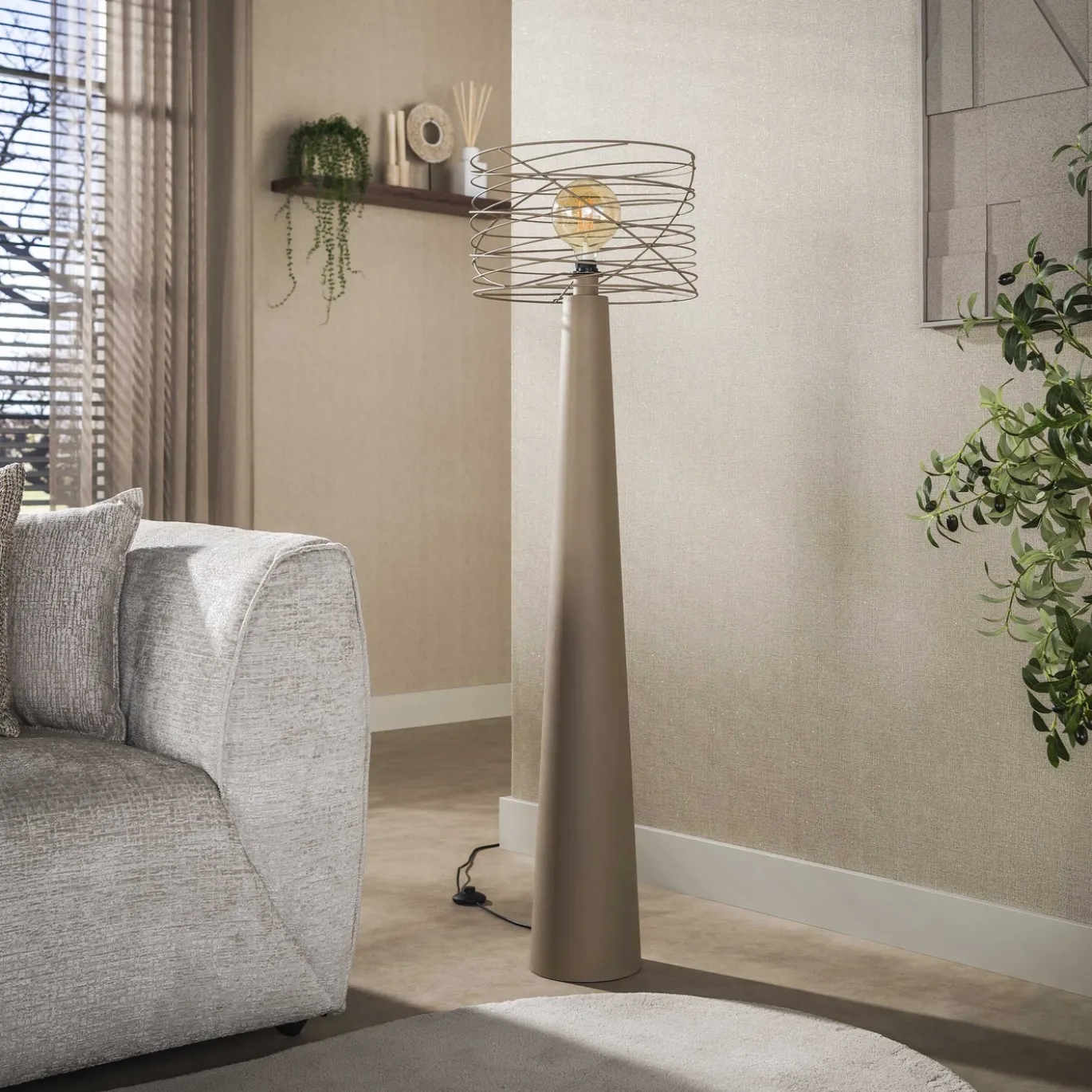 Vloerlamp Curl 1-lichts Beige - Giga Meubel