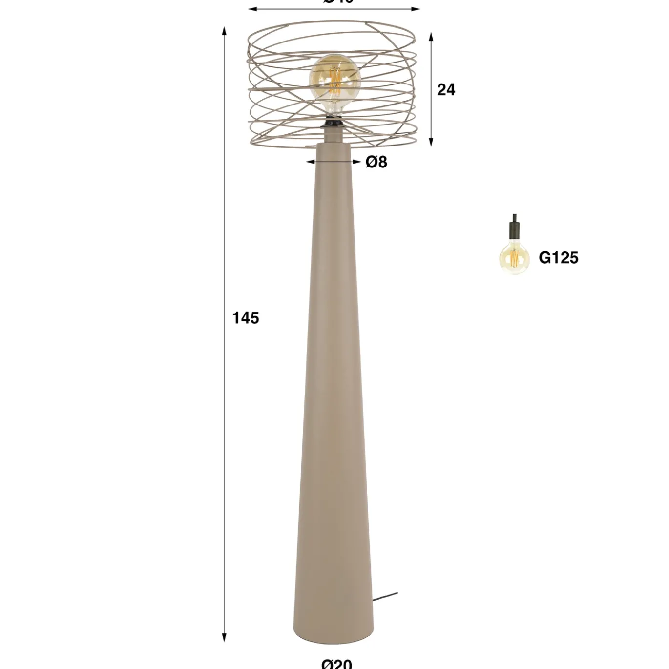 Vloerlamp Curl 1-lichts Beige - Giga Meubel