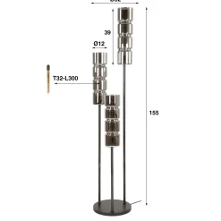 Vloerlamp Cylinder 3-Lichts Getrapt Glas - Giga Meubel
