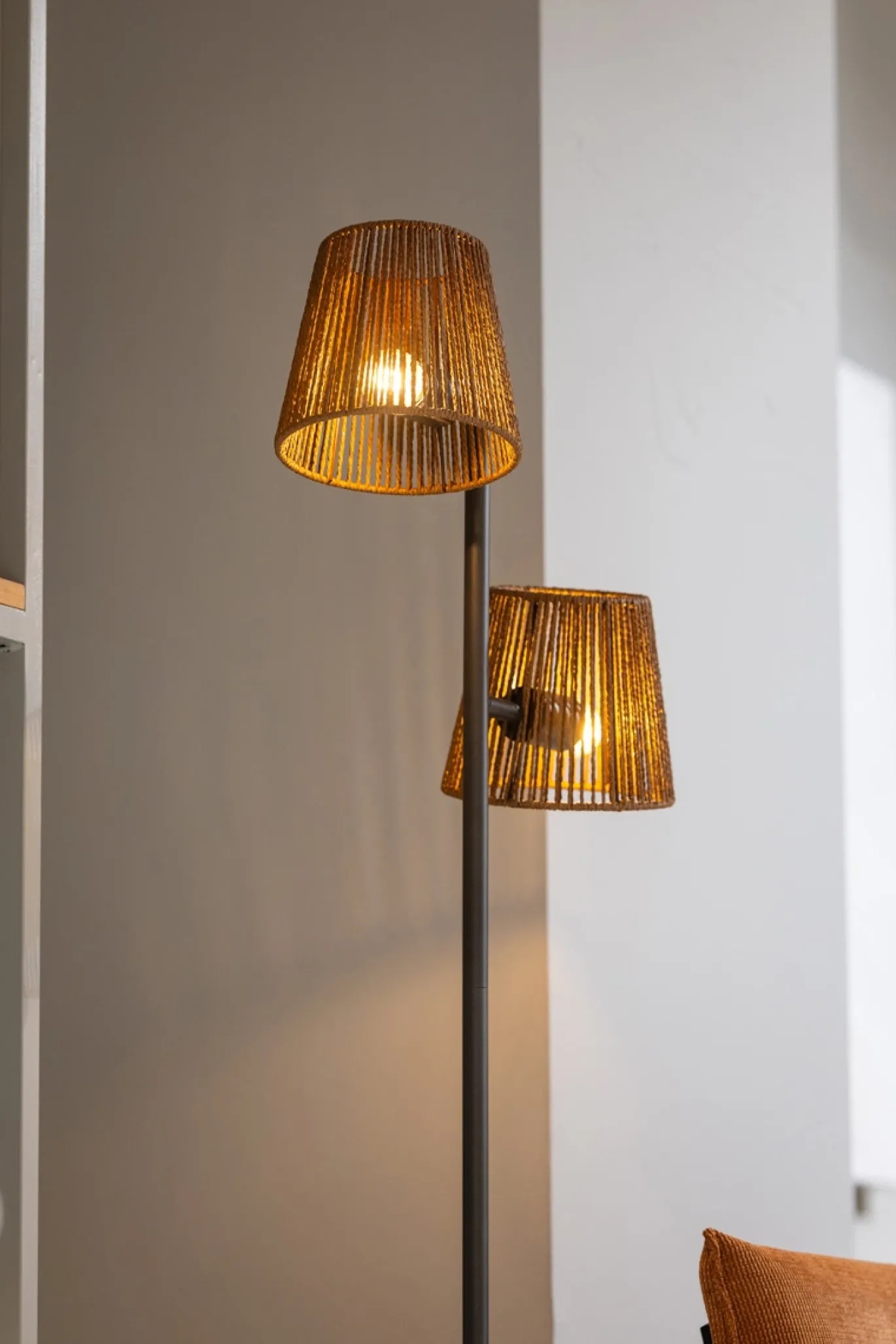 Vloerlamp Daan 2-Lichts Bruin - Giga Meubel