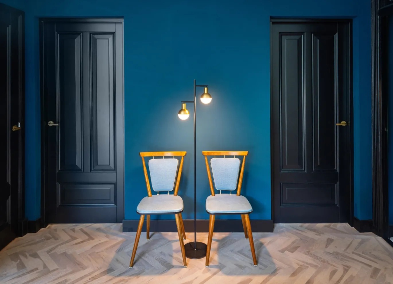 Vloerlamp Drop 2-Lichts Zwart/Goud - Giga Meubel