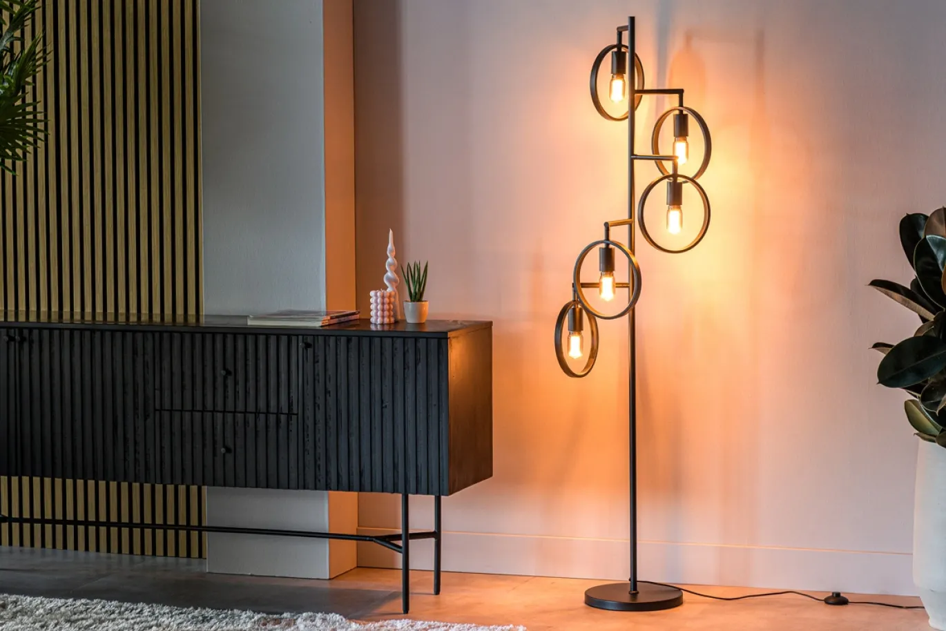 Vloerlamp Evi 5-Lichts Zwart - Giga Meubel