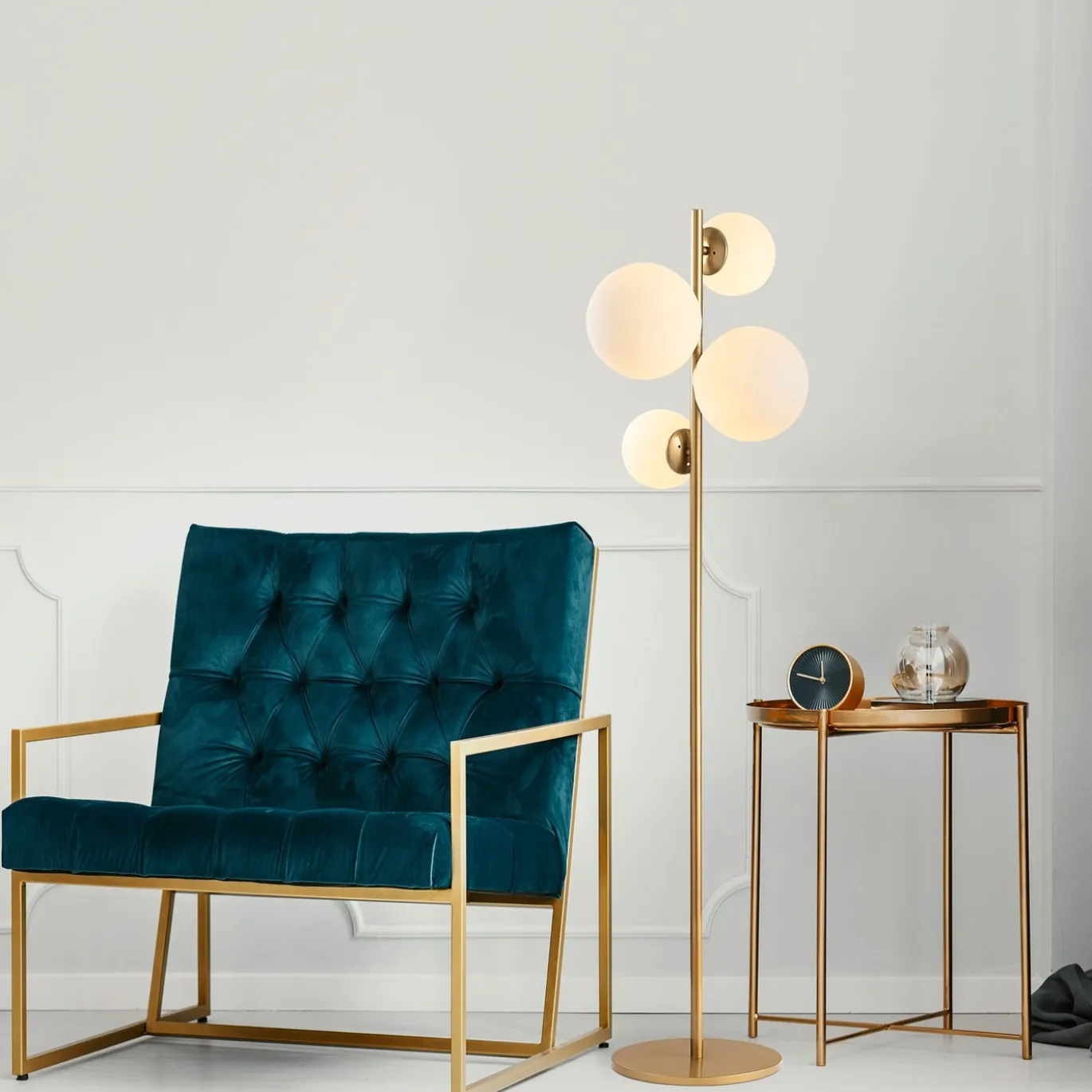 Vloerlamp Fazli Goud 4-Lichts
