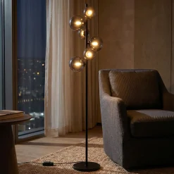 Vloerlamp Finn 6-Lichts Smoke Glas - Giga Meubel