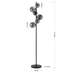 Vloerlamp Finn 6-Lichts Smoke Glas - Giga Meubel