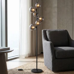 Vloerlamp Finn 6-Lichts Smoke Glas - Giga Meubel