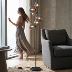 Vloerlamp Finn 6-Lichts Smoke Glas - Giga Meubel