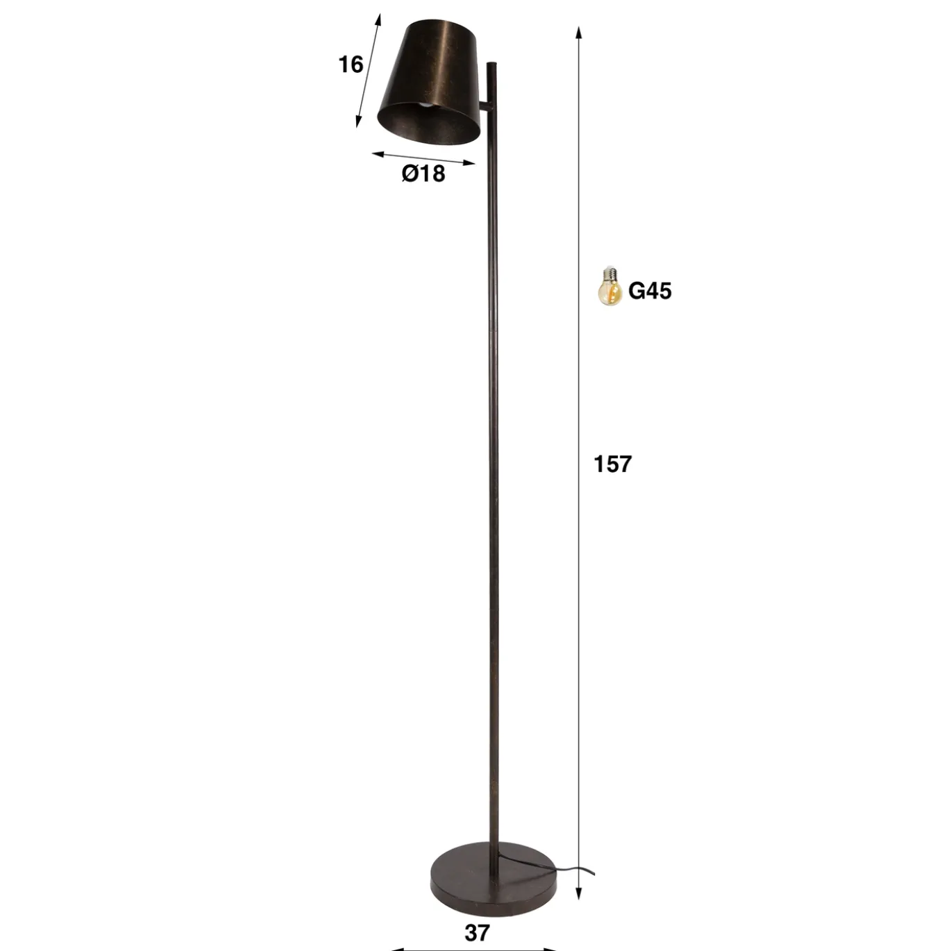Vloerlamp Flex 1-lichts Urban Bruin - Giga Meubel