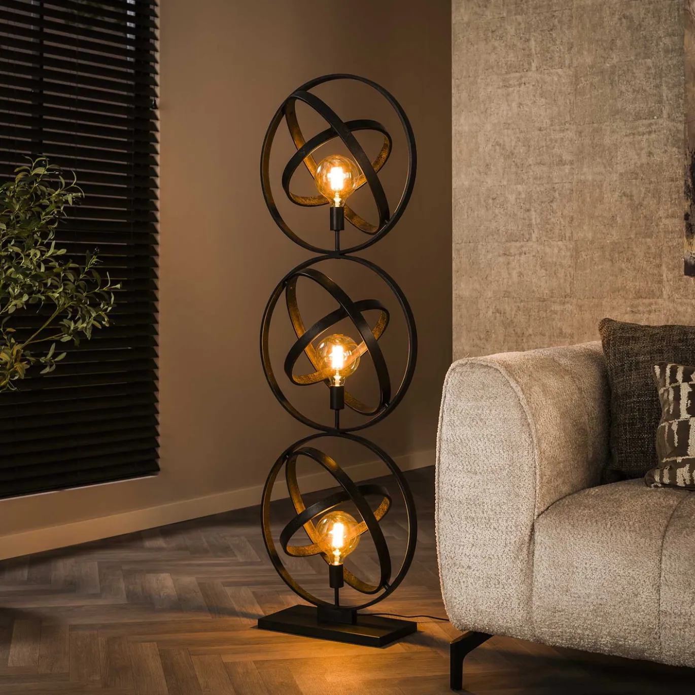 Vloerlamp Galaxy 3-Lichts Zwart - Giga Meubel
