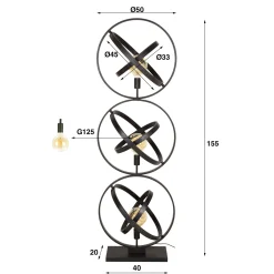 Vloerlamp Galaxy 3-Lichts Zwart - Giga Meubel