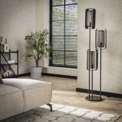 Vloerlamp 3-Lichts Rotate Mesh Artic Zwart - Giga Meubel