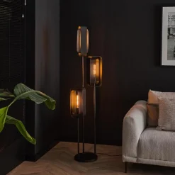 Vloerlamp 3-Lichts Rotate Mesh Artic Zwart - Giga Meubel