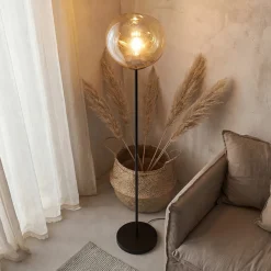 Vloerlamp Mats 1-Lichts Amber Glas - Giga Meubel