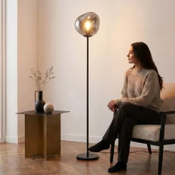 Vloerlamp Mats 1-Lichts Smoke Glas - Giga Meubel