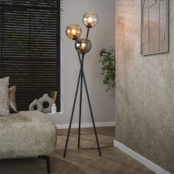 Vloerlamp Multi Globe 3-Lichts Zwart - Giga Meubel