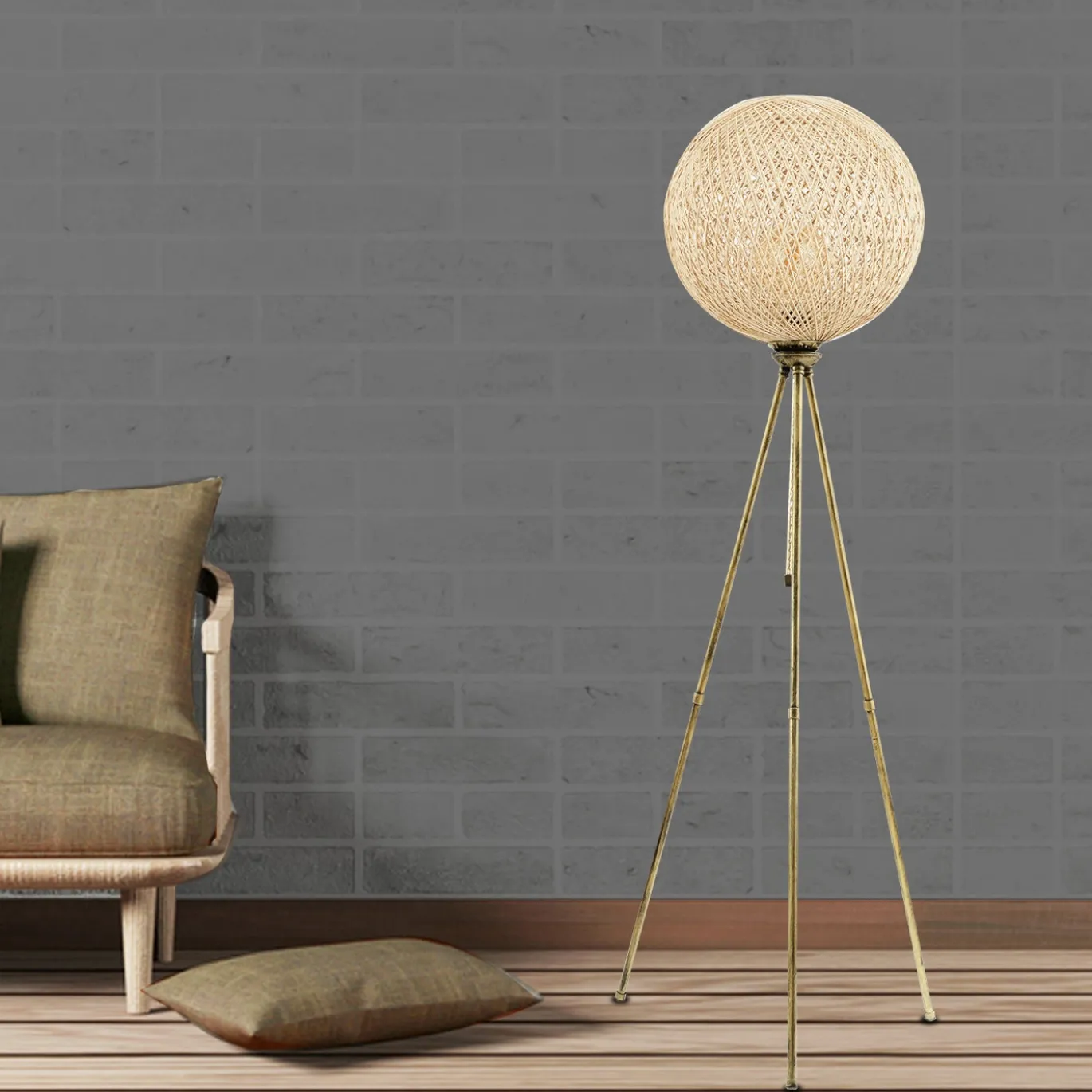 Vloerlamp Pied Jute Goud