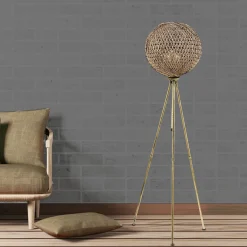 Vloerlamp Pied Jute Zwart Goud