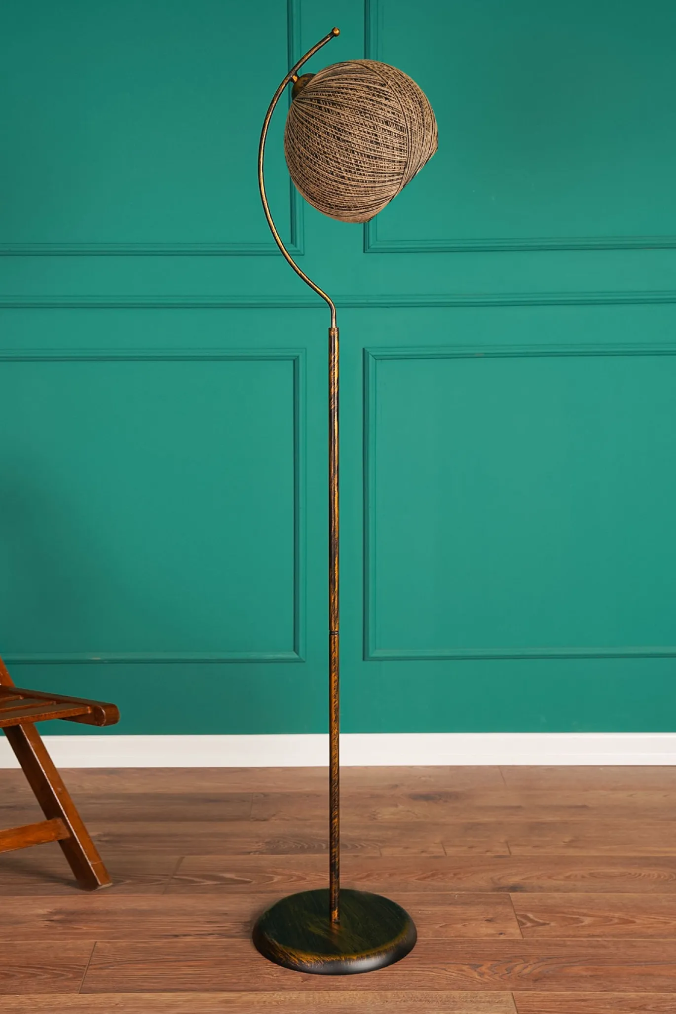 Vloerlamp Povimento Jute Zwart