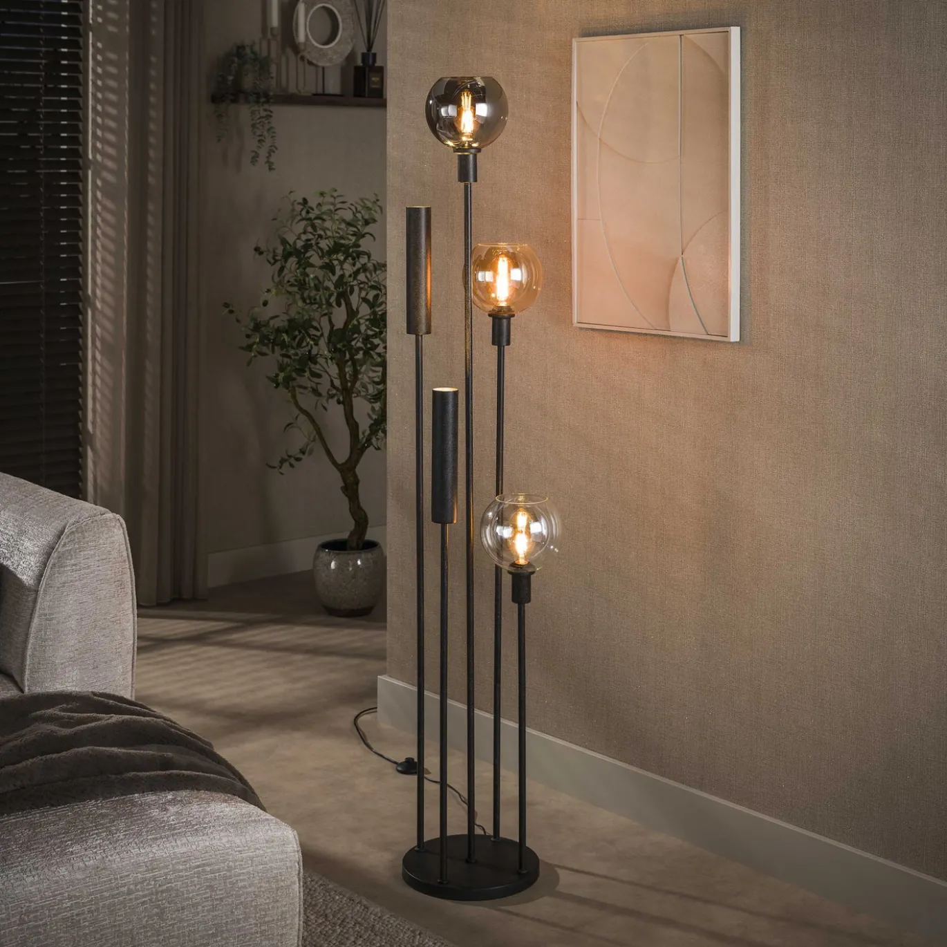 Vloerlamp Sfera Tricolore 5-lichts Artic Zwart - Giga Meubel