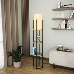 Vloerlamp Shelf Zwart/Goud