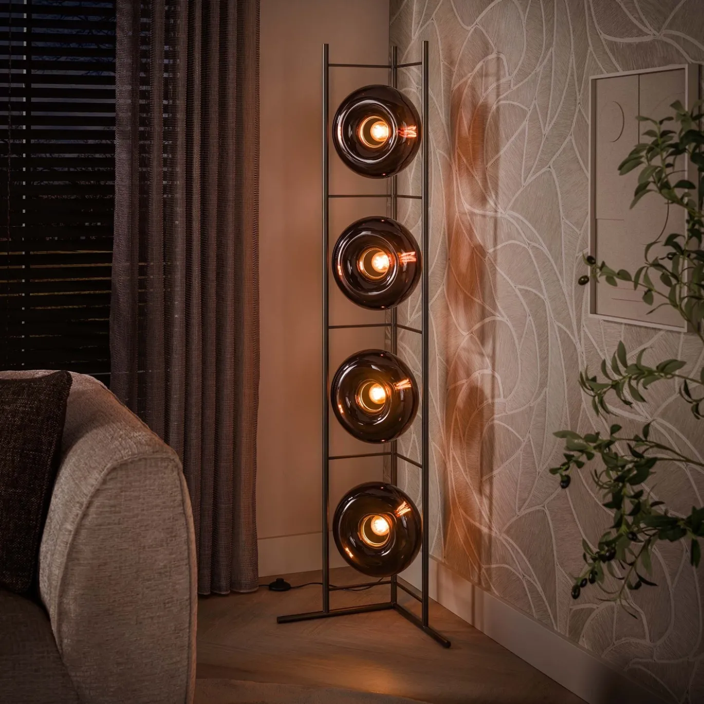 Vloerlamp Soll 4-Lichts Sienna Bruin - Giga Meubel