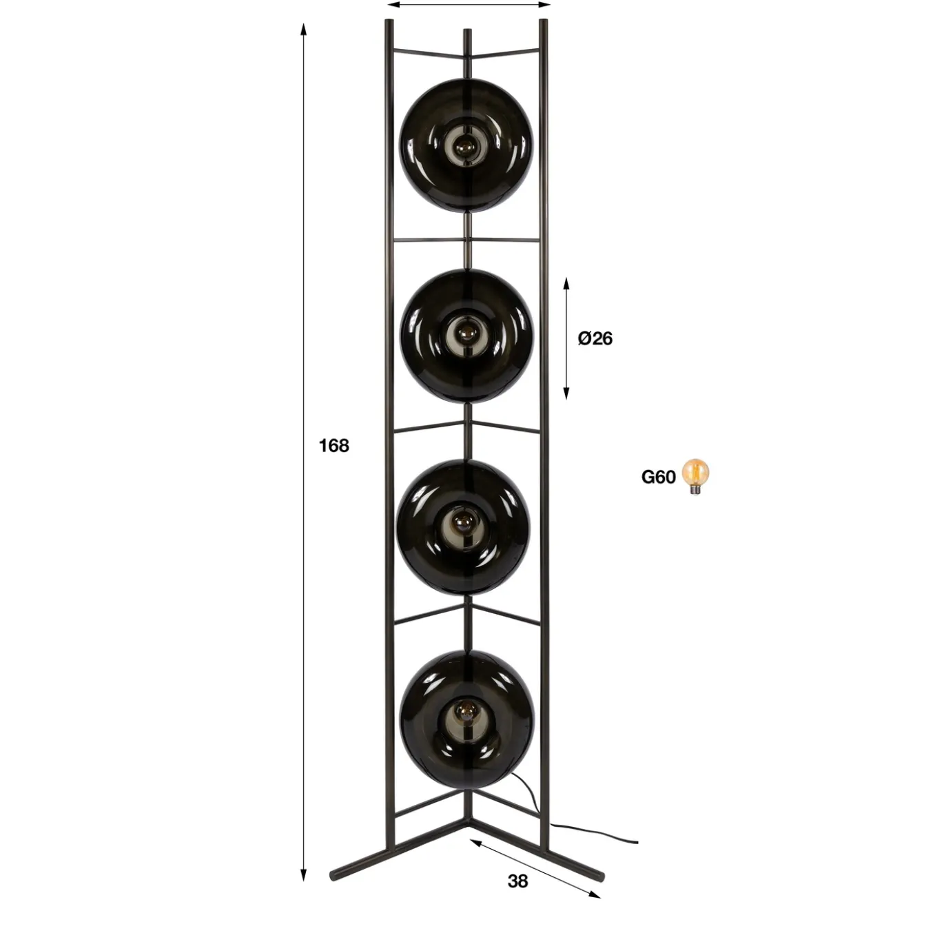 Vloerlamp Soll 4-Lichts Sienna Bruin - Giga Meubel