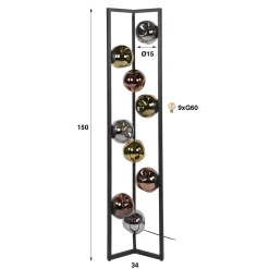 Vloerlamp Stellar 9-lichts Artic Zwart - Giga Meubel