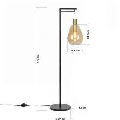 Vloerlamp Tanita 1-Lichts Amber Glas - Giga Meubel