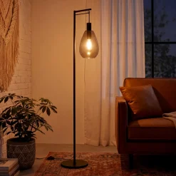 Vloerlamp Tanita 1-Lichts Smoke Glas - Giga Meubel