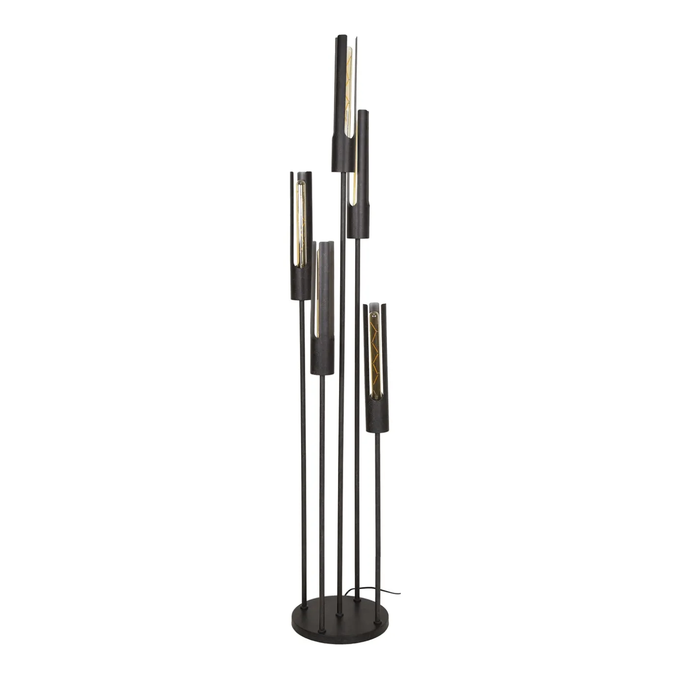 Vloerlamp Tube 5-Lichts Getrapt Zwart - Giga Meubel