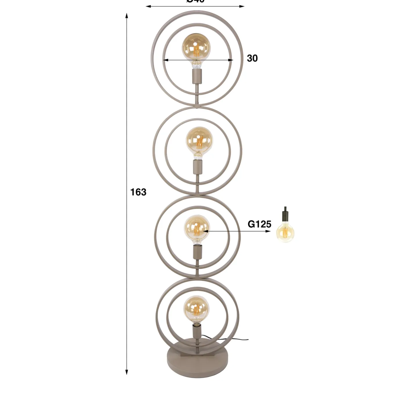 Vloerlamp Turn Around 4-lichts Beige - Giga Meubel