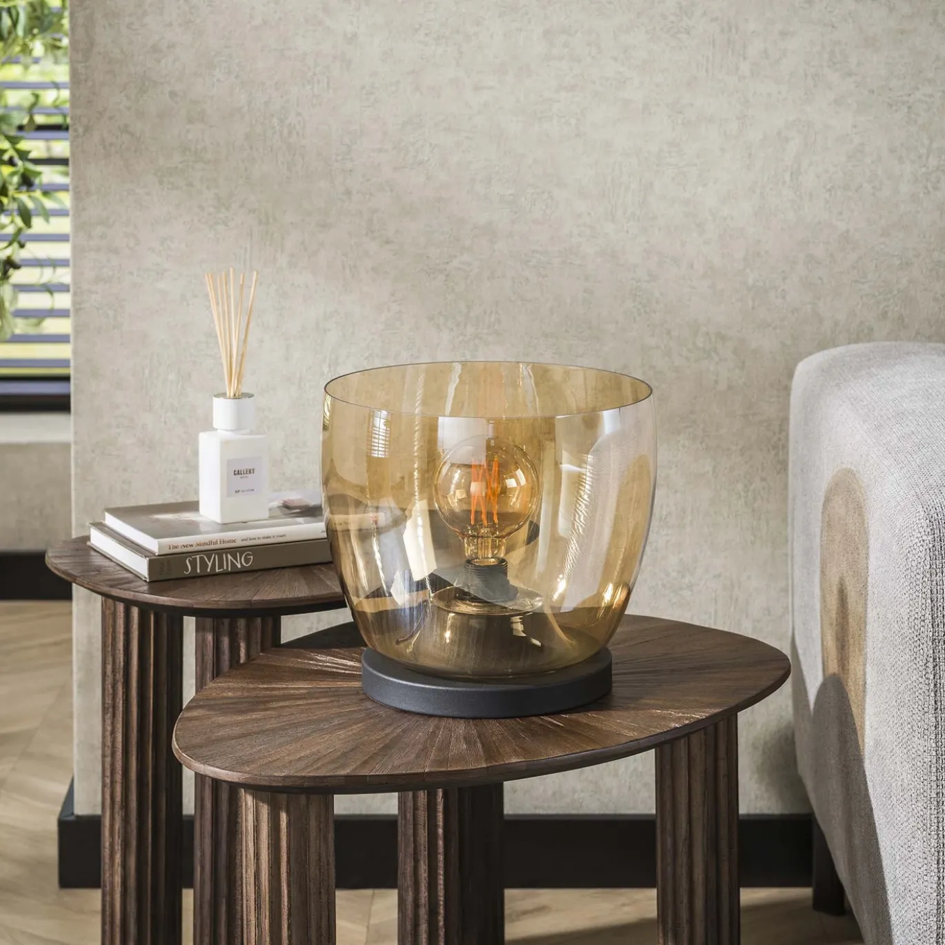 Vloerlamp Up L Amber Glas - Giga Meubel