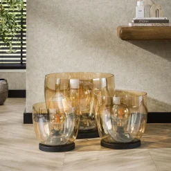 Vloerlamp Up L Amber Glas - Giga Meubel