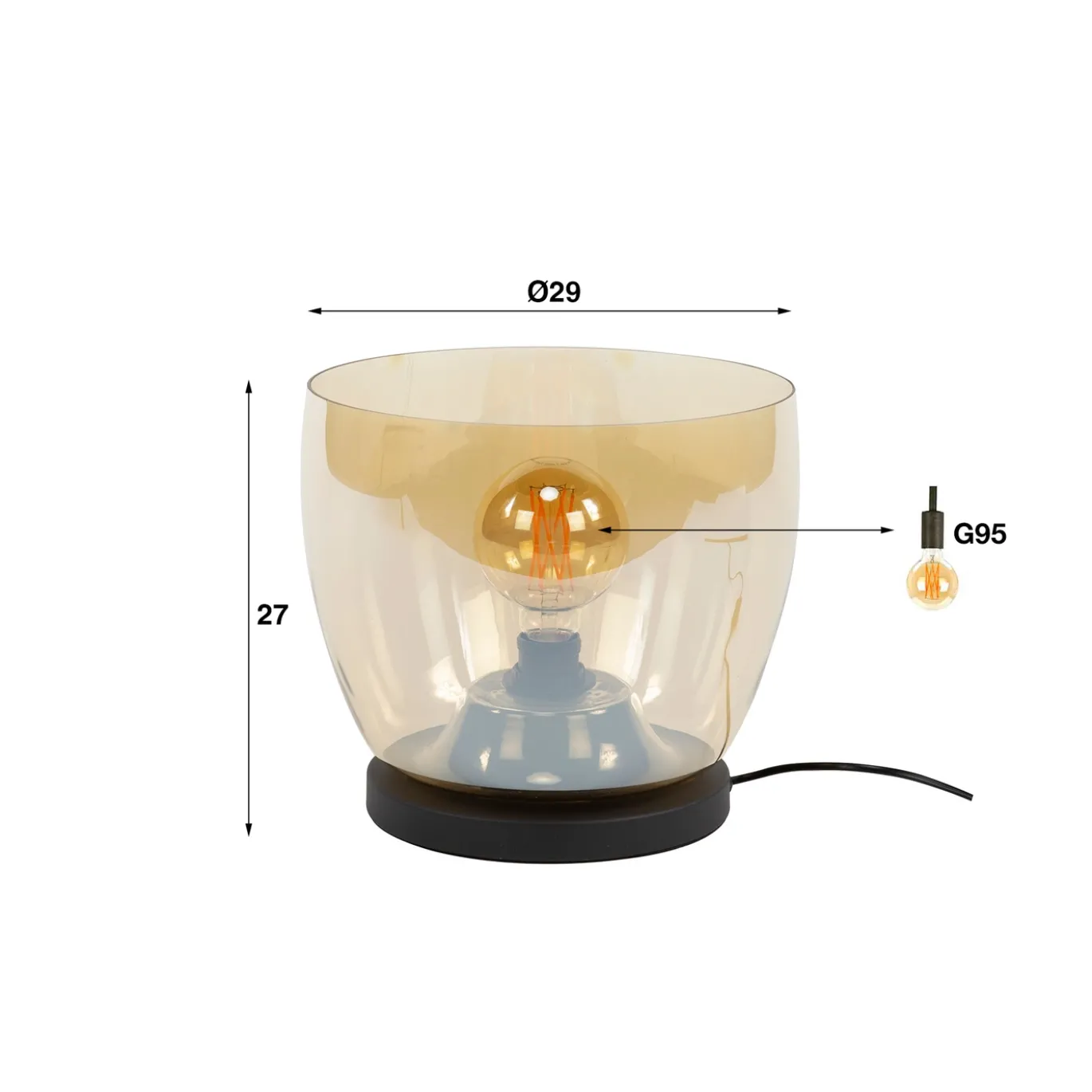 Vloerlamp Up L Amber Glas - Giga Meubel