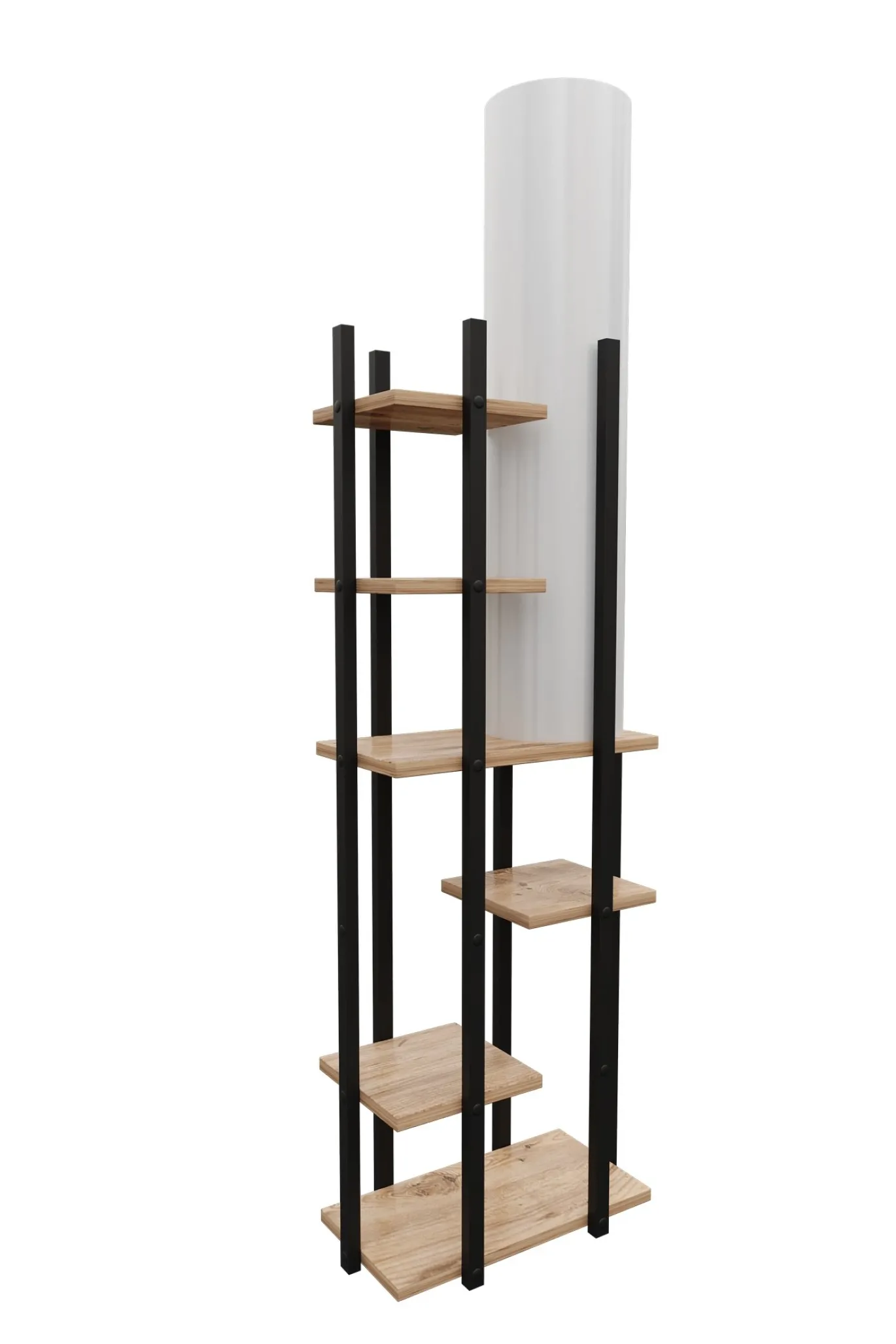 Vloerlamp Vogue Met Planken MDF Wit Naturel