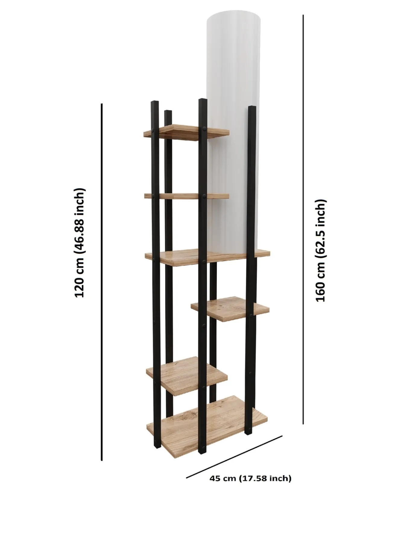 Vloerlamp Vogue Met Planken MDF Wit Naturel