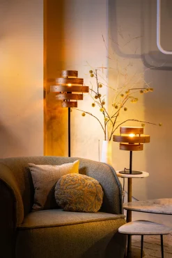 Vloerlamp Walnut Hout 185cm - Giga Meubel