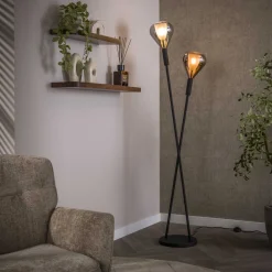 Vloerlamp Wings 2-lichts Zwart - Giga Meubel
